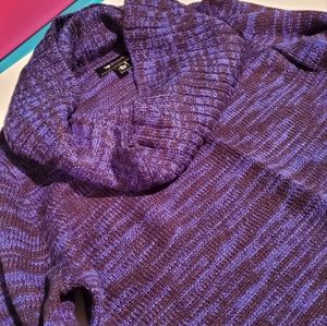 NWT AB Studio Marbled Cowl Neck Sweater Dress Size Large Blue Black